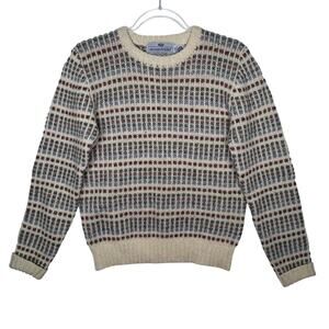 1980s Susan Bristol Shetland Wool Fair Isle Sweater Cream Unisex S- M